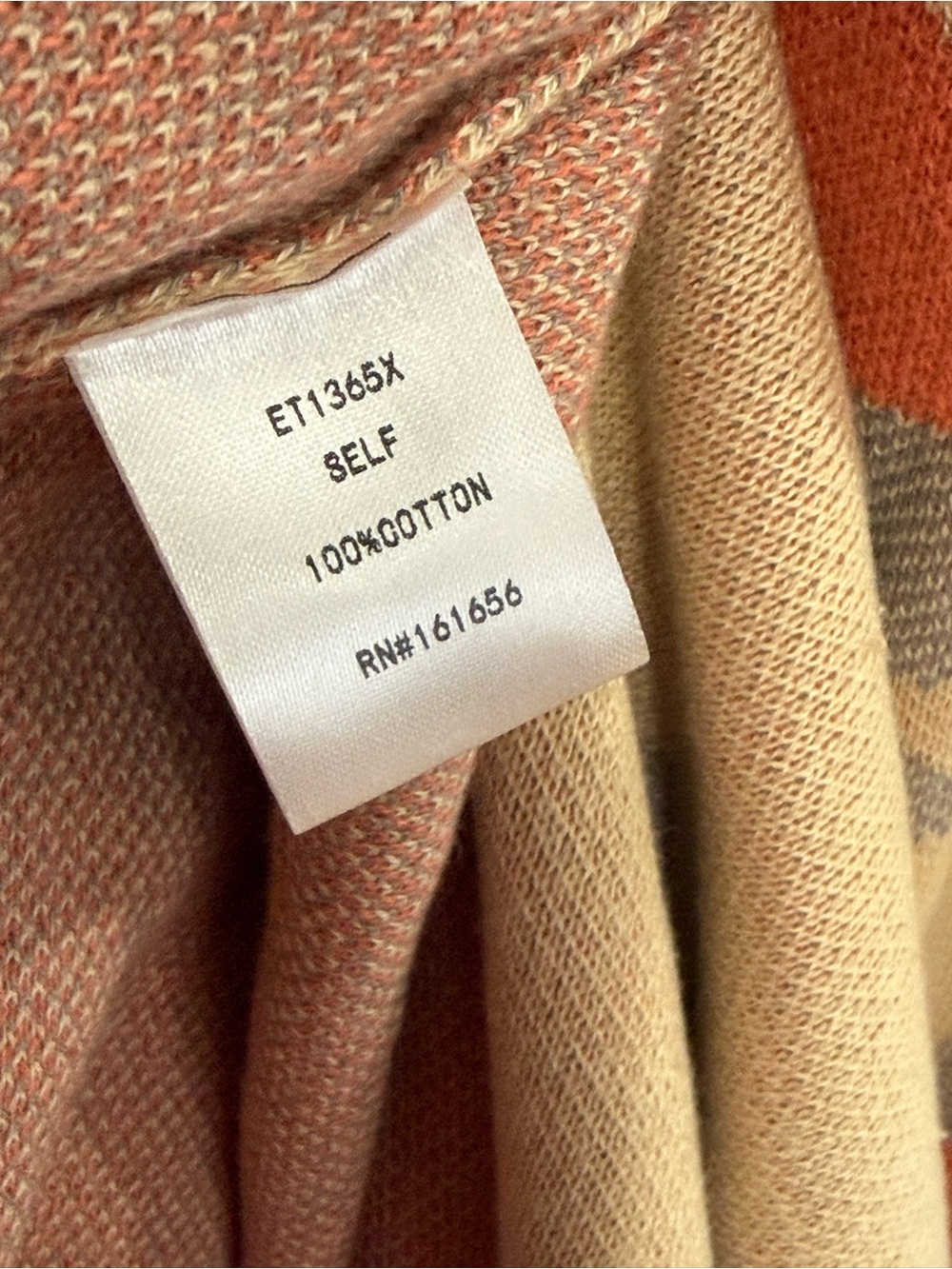 New Like Love XL Long Open-Front Aztec Cardigan Sweater in Beige and Coral 817 - Picture 7 of 9